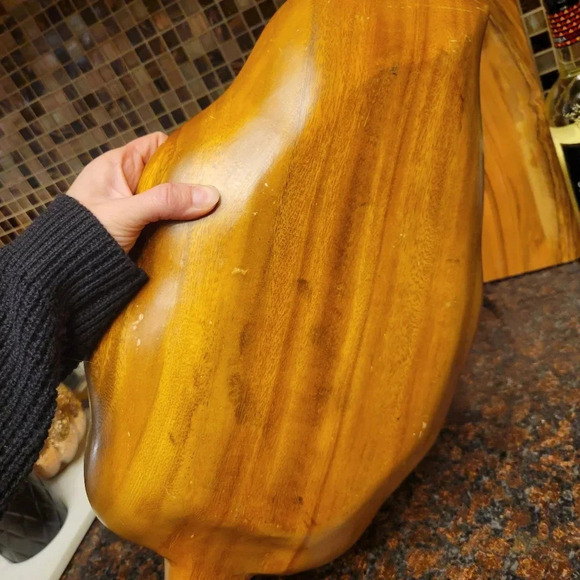 Large Monkey Pod Wood Leaf Shaped Divided Serving Tray Mid Century Modern MCM - Picture 4 of 5
